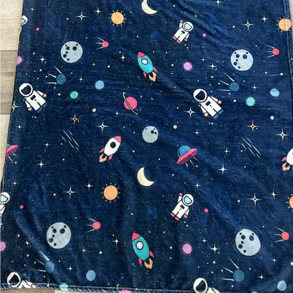 Kids Space-Themed Navy Blue Pajama Blanket - Unbranded